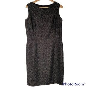 DAVID MEISTER BLACK/GREY TEXTURED AND LINED SHEATH DRESS, PRINCESS SEAMS, SZ 14